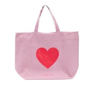 Radley London Pink Heart Small Ziptop Tote Bag Recycled Fabric NWT‎